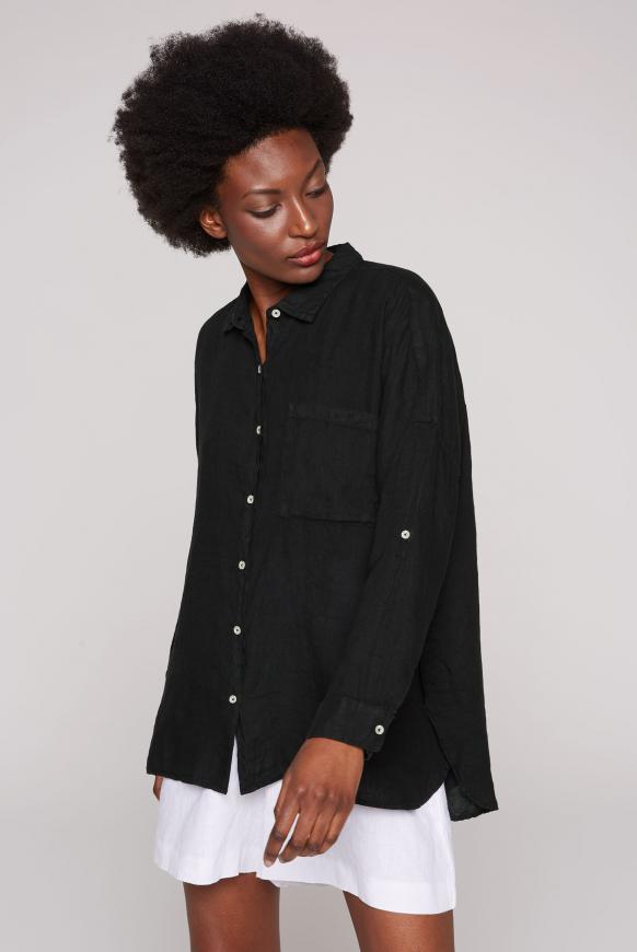 Oversized Bluse aus Leinen black