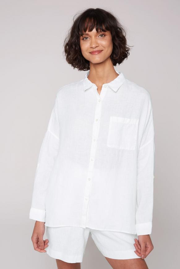 Oversized Bluse aus Leinen opticwhite