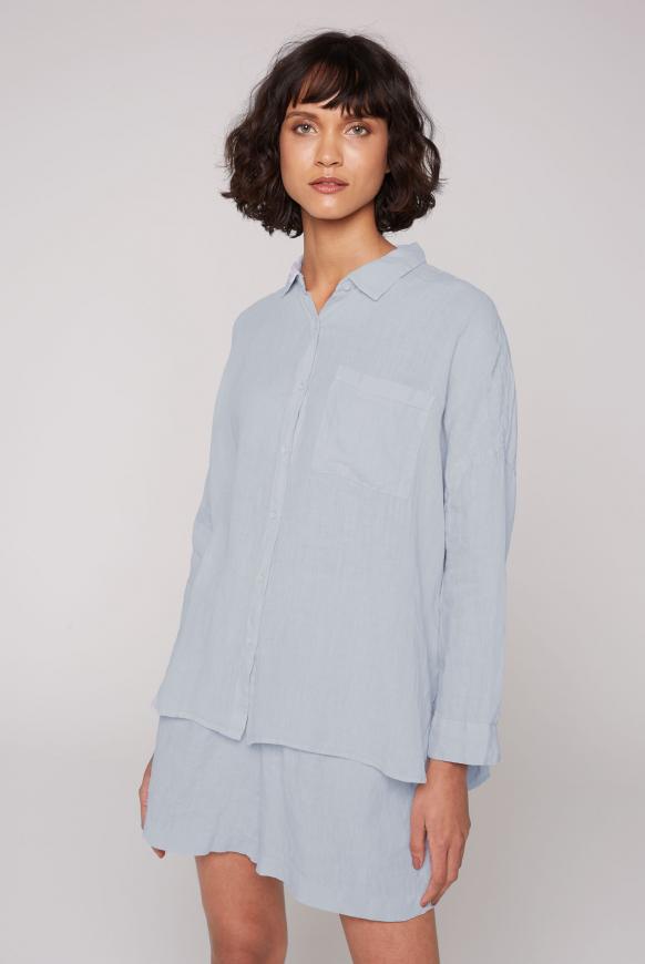 Oversized Bluse aus Leinen light blue