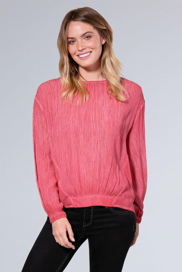 Oversized-Bluse im Materialmix