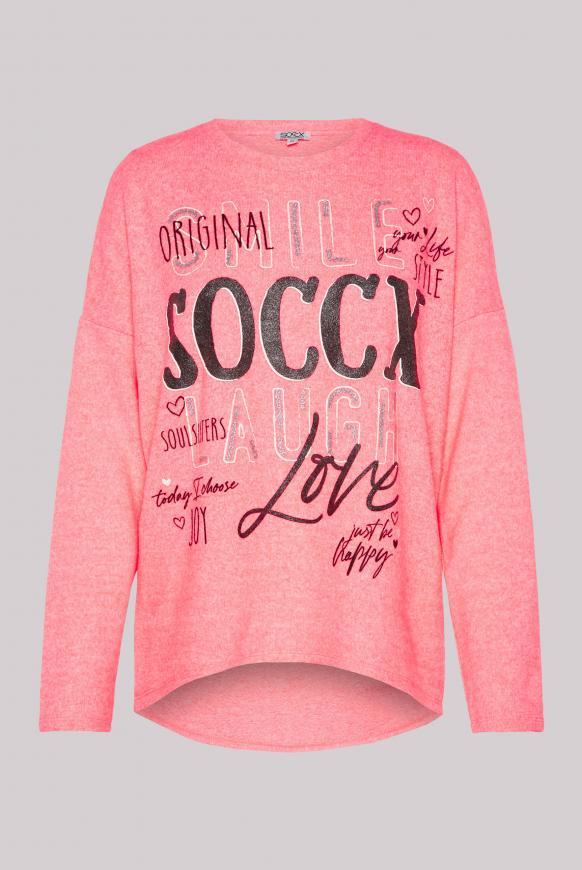 Oversized Flausch-Pullover mit Logo Print