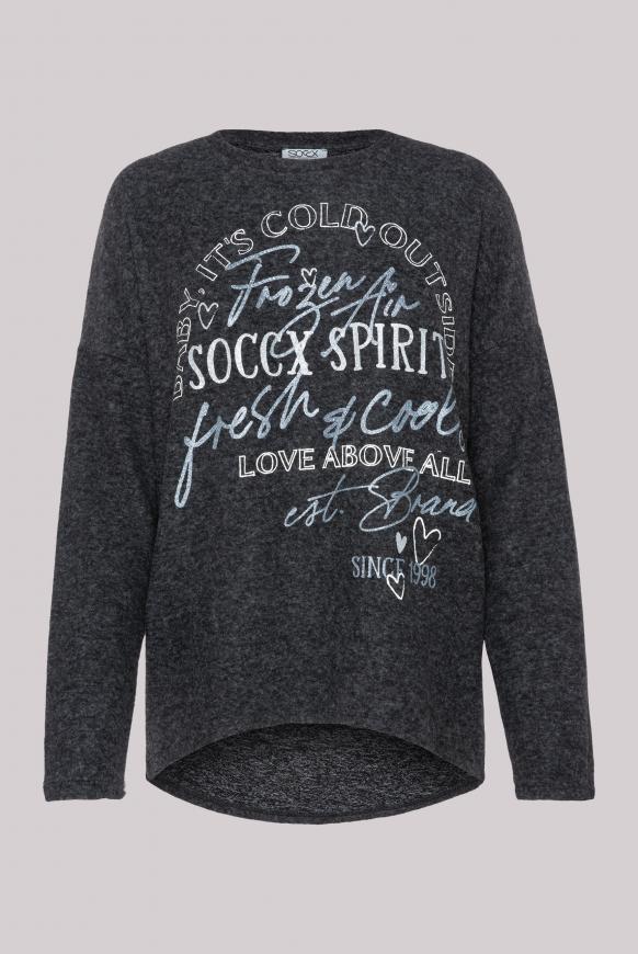 Oversized Flausch-Pullover mit Logo Print