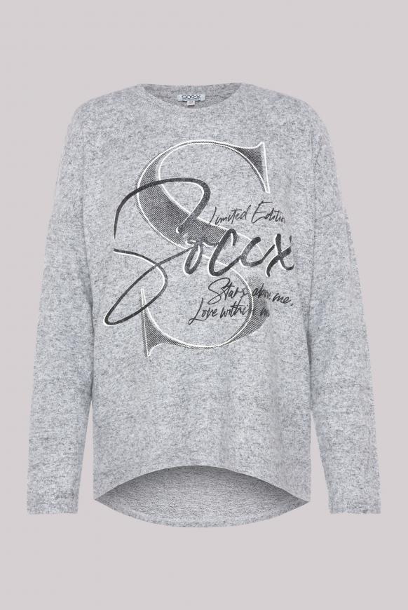 Oversized Flausch-Pullover mit Logo Print