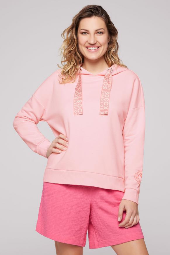 Oversized-Hoodie mit Logo-Bändern rose quartz