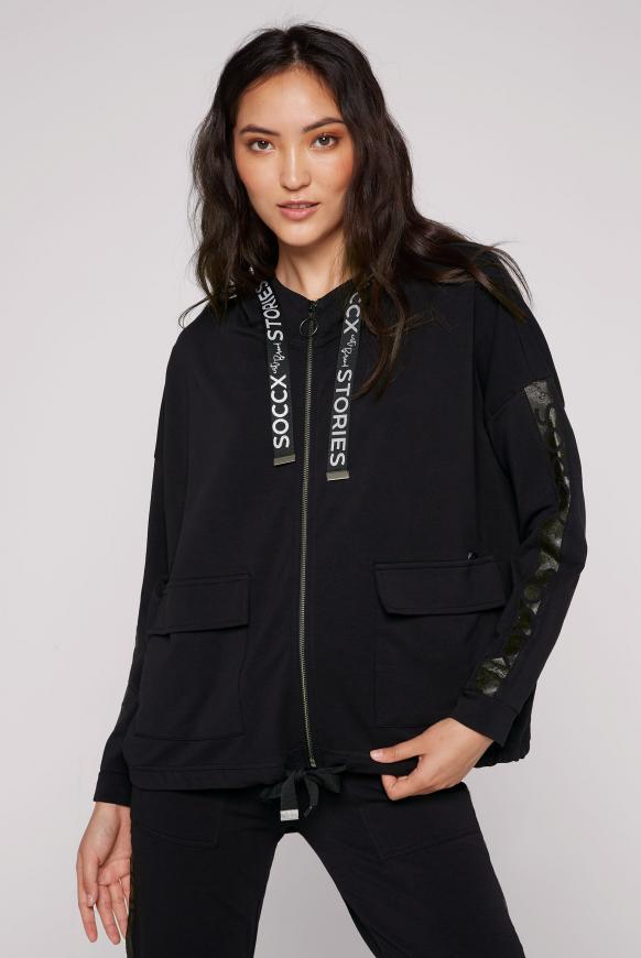 Oversized-Kapuzensweatjacke mit Taschen