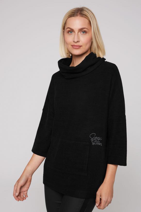 Oversized-Pullover mit Kängurutasche black