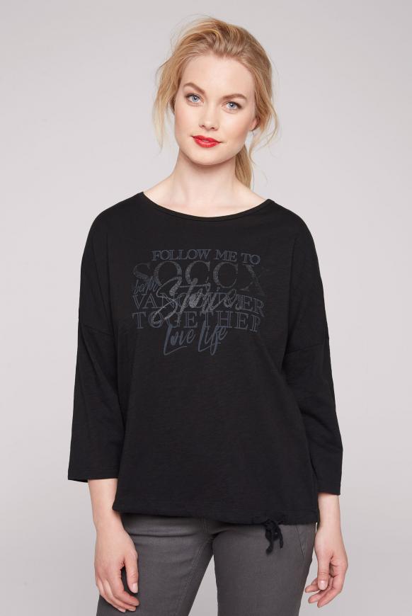 Oversized-Shirt mit Schulter-Detail und Print black