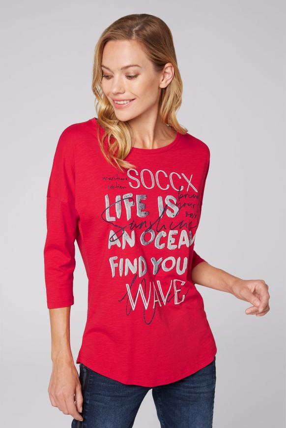 Oversized-Shirt mit Wording Print royal red
