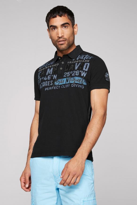 Pikee-Polo aus Flammgarn mit Twill-Kragen