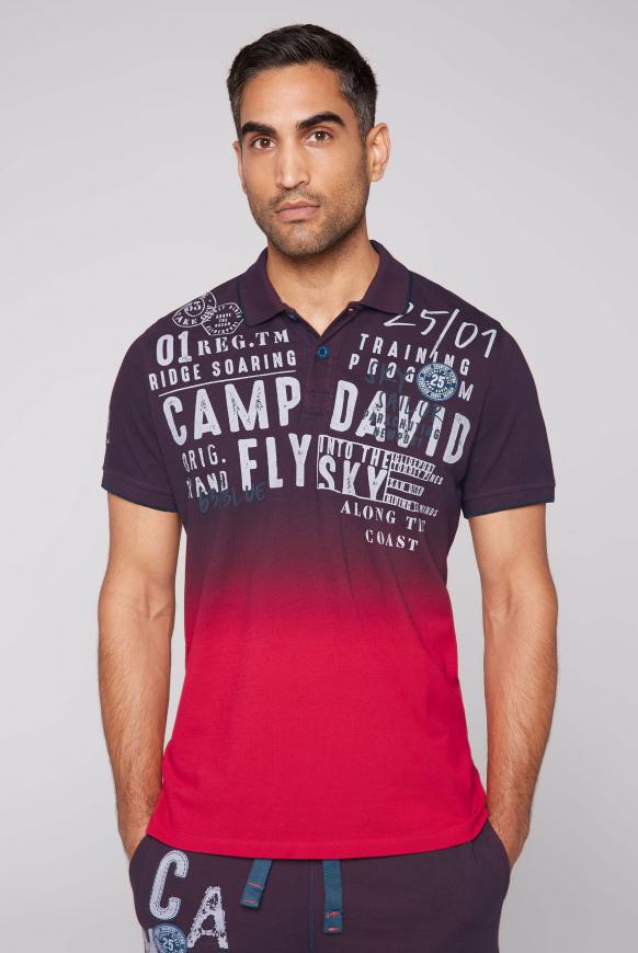 Pikee-Polo Dip Dye mit Logo Artwork red sun / reef blue