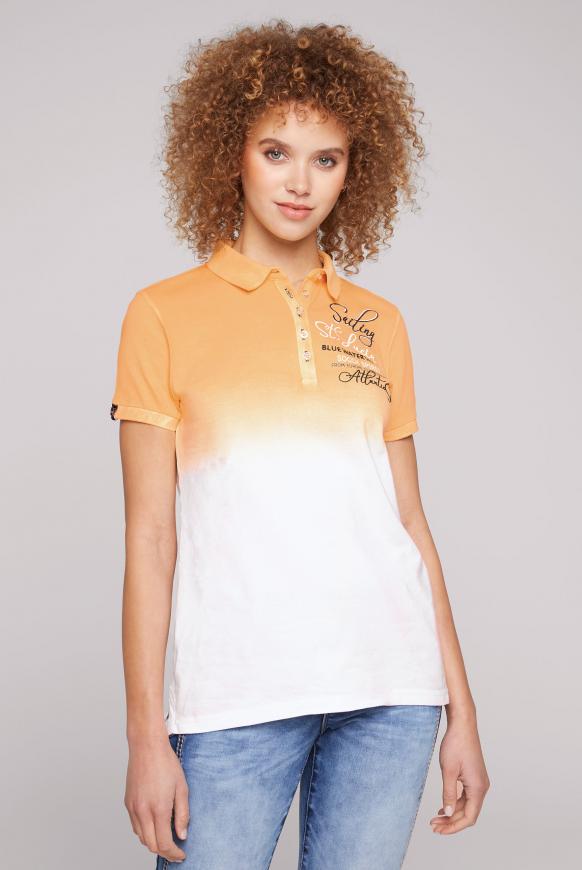 Pikee-Polo Dip Dye mit Rücken-Artwork orange peel / opticwhite