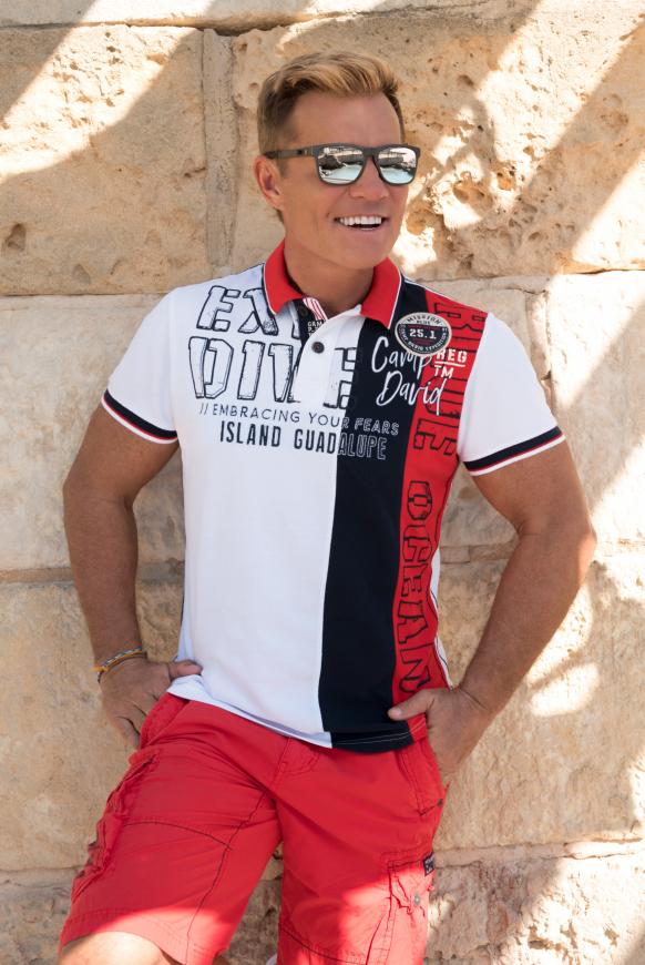 Pikee-Polo mit Artworks und Colour Blocking