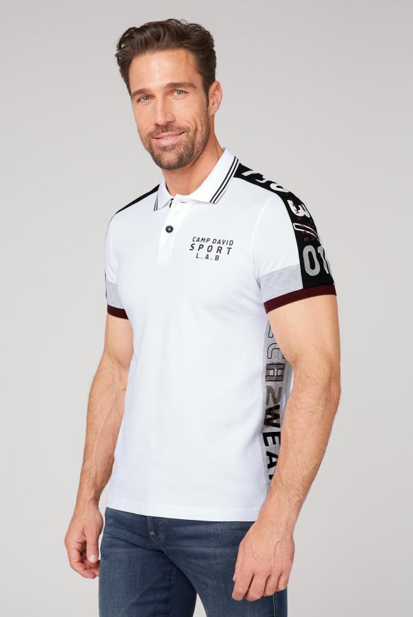 Pikee-Polo mit Farb-Dessin und Rubber Prints