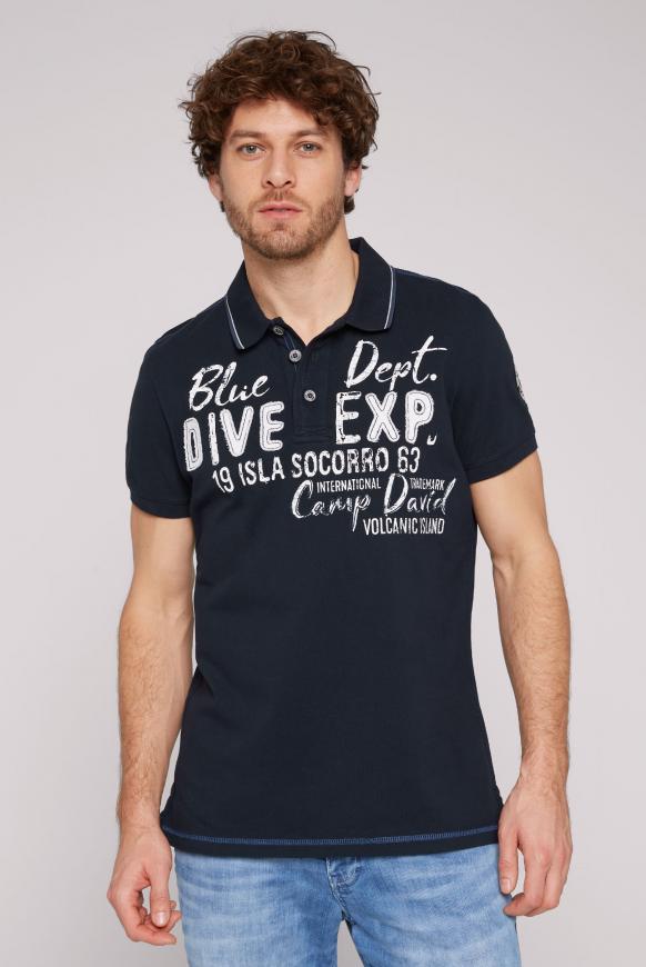 Pikee-Polo mit Label-Applikationen blue navy