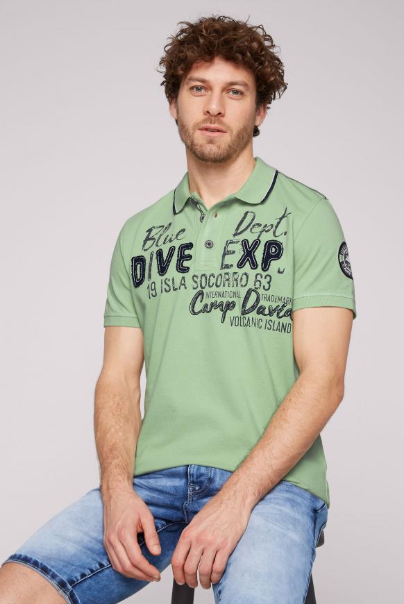 Pikee-Polo mit Label-Applikationen light green