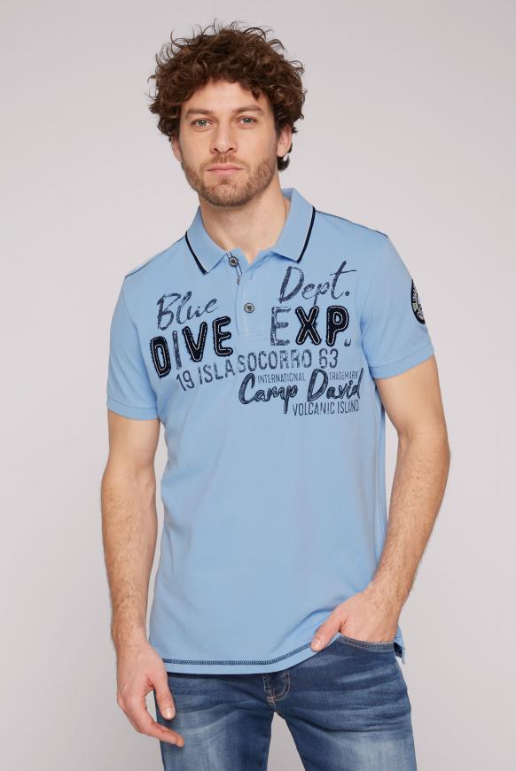 Pikee-Polo mit Label-Applikationen summer blue