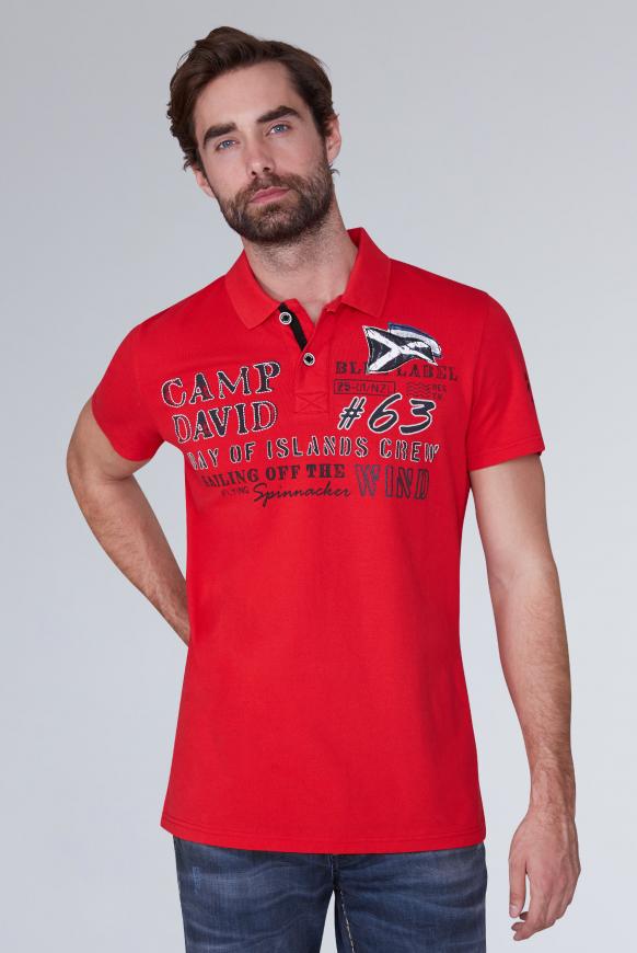 Pikee-Polo mit Prints und Stickereien