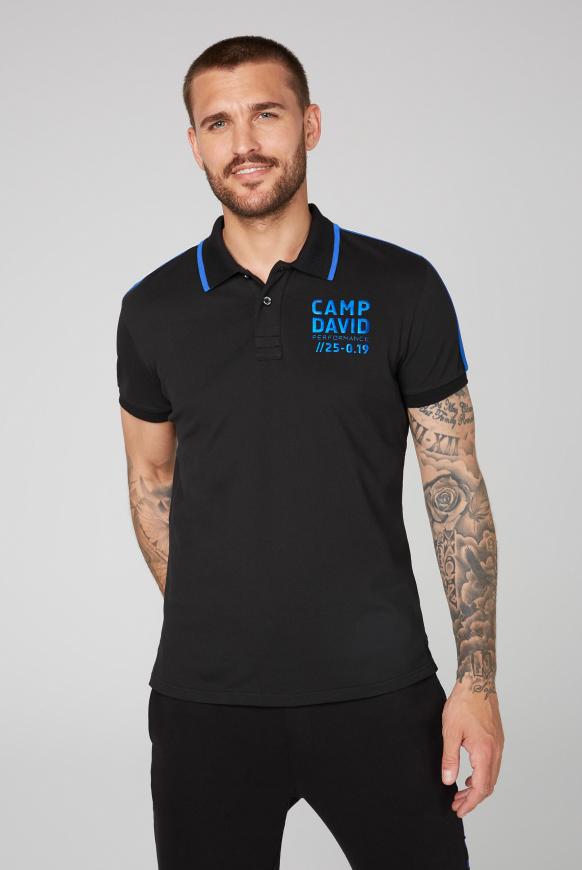 Pikee-Polo mit Streifentape und Metallic Logo