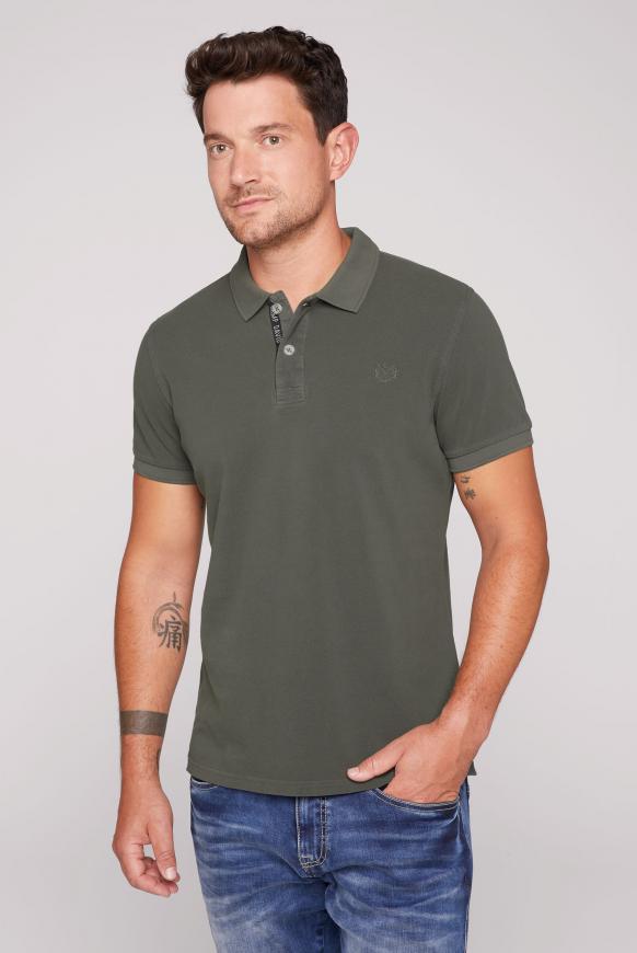 Pikee-Polo mit Vintage-Waschung dark olive