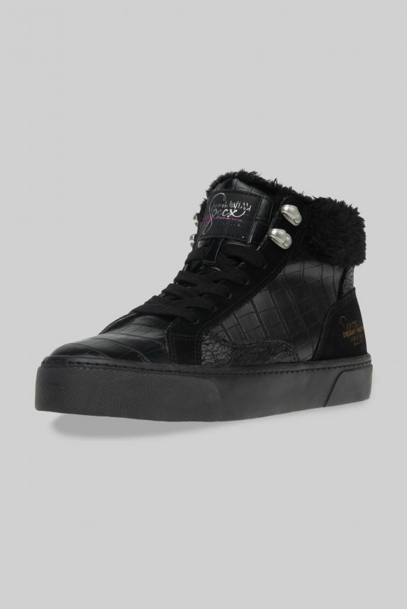 Plateau-Sneaker mit Kunstfellkragen