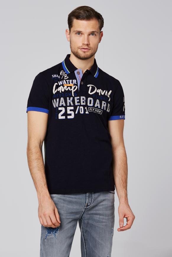 Polo aus Flammgarn mit Label-Applikationen
