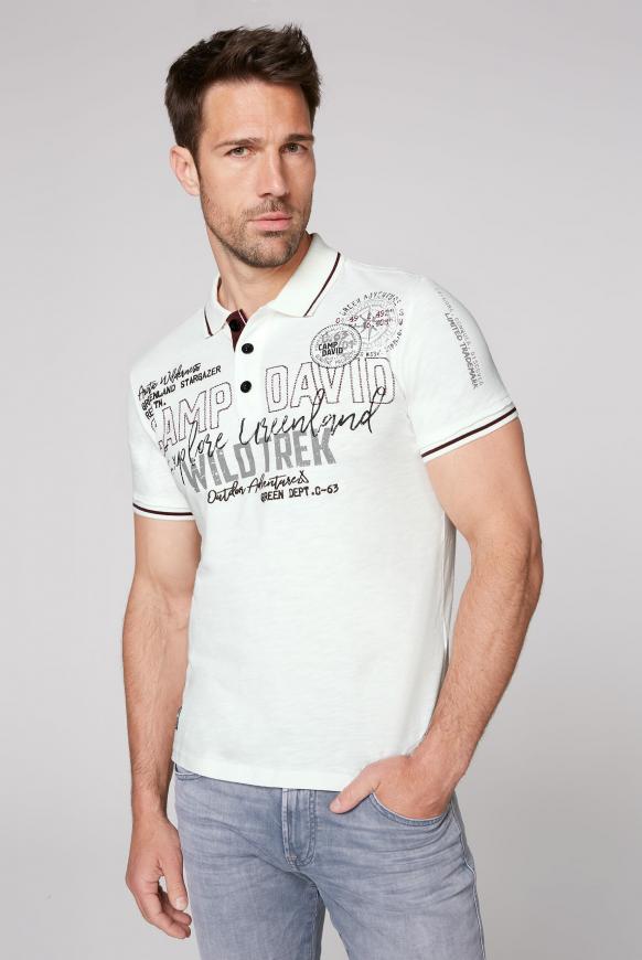 Polo aus Flammgarn mit Label-Applikationen