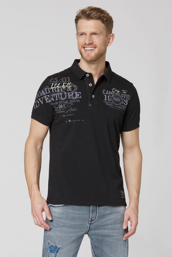 Polo aus Pikee mit Label-Applikationen