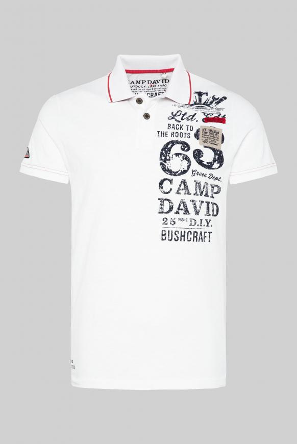 Polo mit Label-Applikationen und Trikotkragen