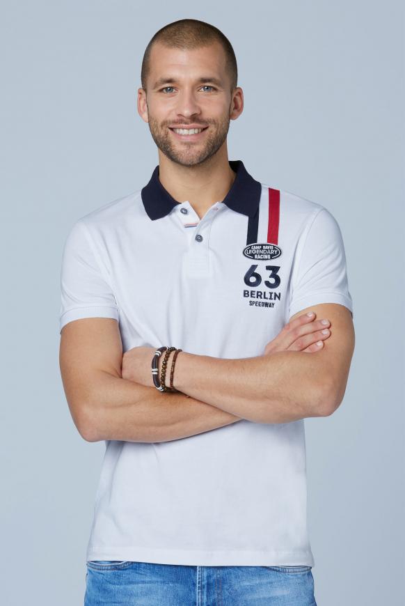 Polo mit Rallye-Streifen und Stickerei