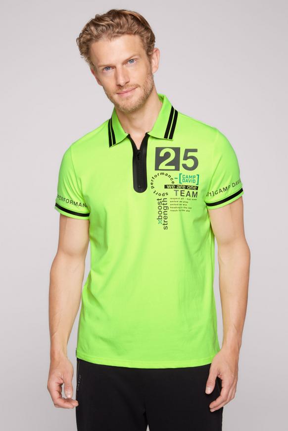 Polo mit Reißverschluss und Logo Prints