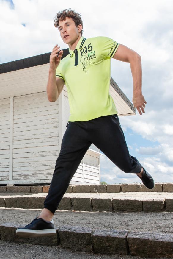 Polo mit Reißverschluss und Logo Prints neon yellow