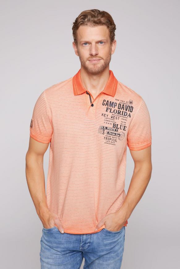 Polo mit Streifen-Dessin und Artworks sunshine orange