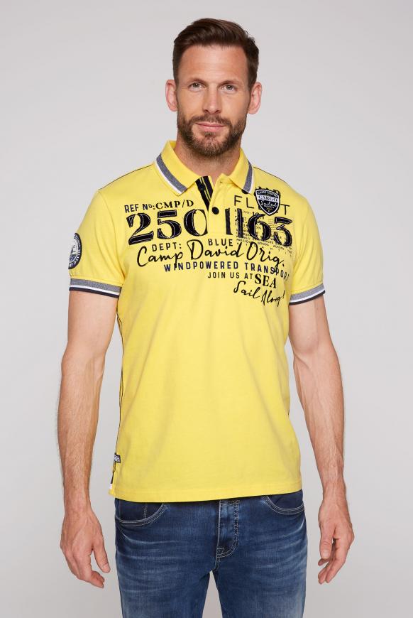 Polo mit Tippings an Kragen und Bündchen yellow sun