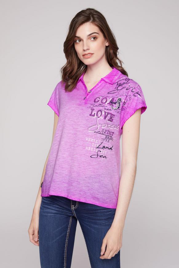 Poloshirt aus Flammgarn mit Artwork new lilac