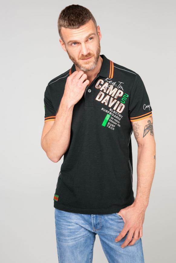 Poloshirt aus Flammgarn mit Neon-Details
