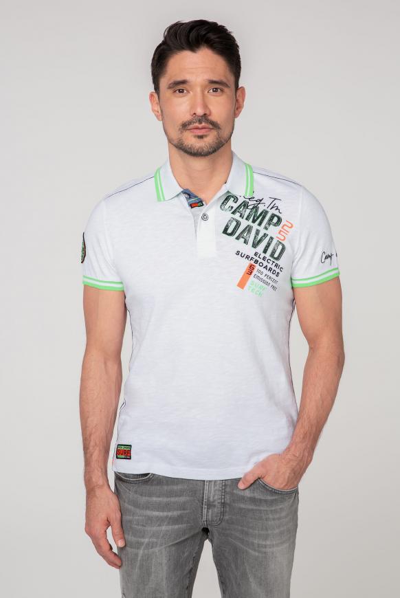 Poloshirt aus Flammgarn mit Neon-Details