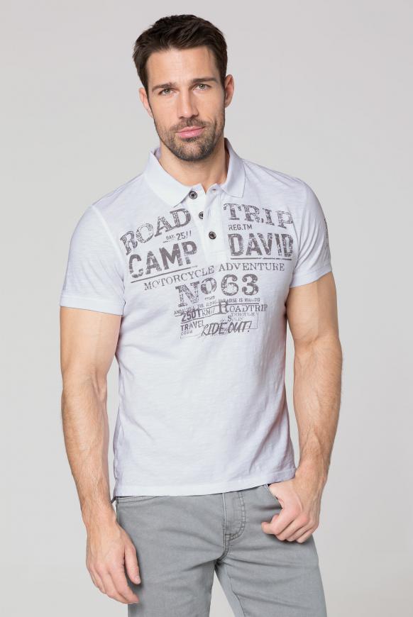 Poloshirt aus Flammgarn mit Used Prints