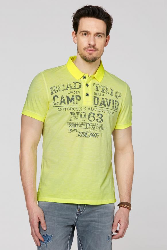 Poloshirt aus Flammgarn mit Used Prints