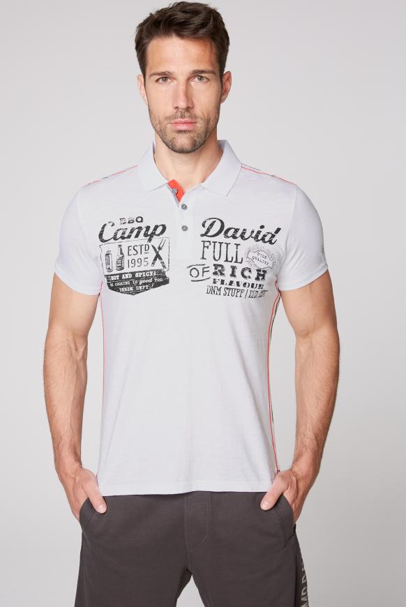 Poloshirt aus Flammgarn mit Vintage Print
