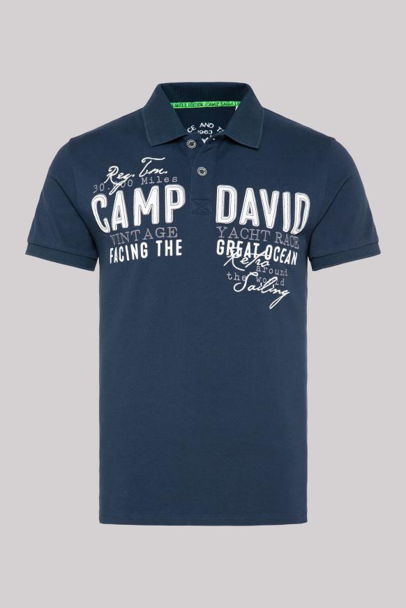 Poloshirt aus Pikee mit Artworks diving navy