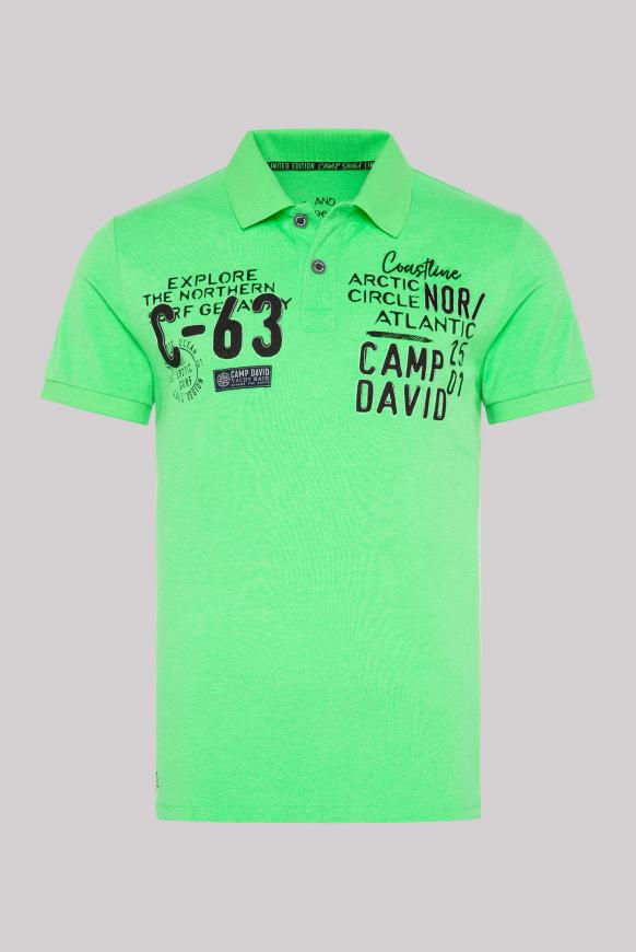 Poloshirt aus Pikee mit Artworks arctic green
