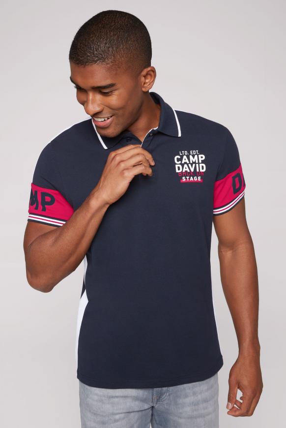 Poloshirt aus Pikee mit Logo-Ärmeln blue navy