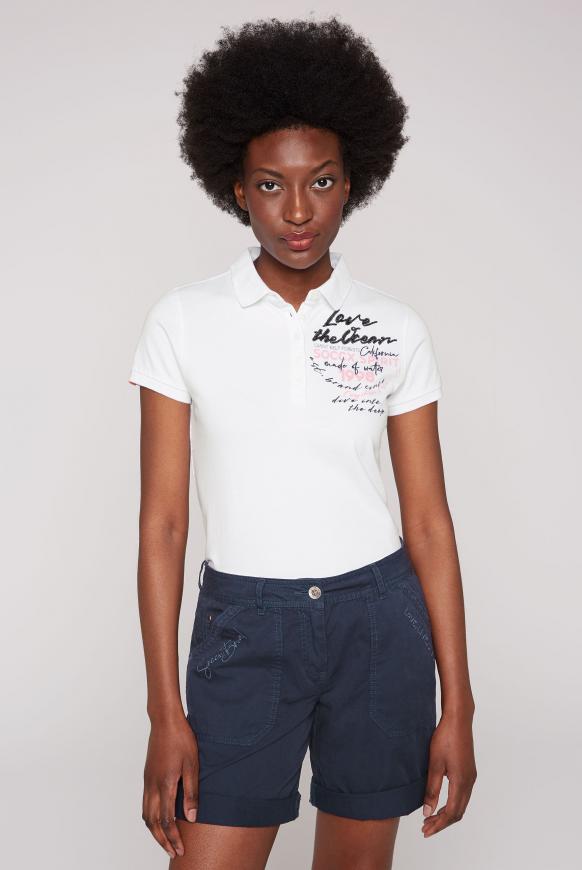 Poloshirt aus Pikee mit Pailletten-Artwork