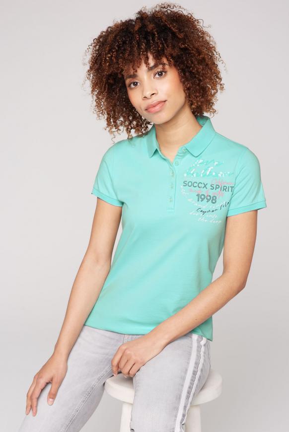 Poloshirt aus Pikee mit Pailletten-Artwork