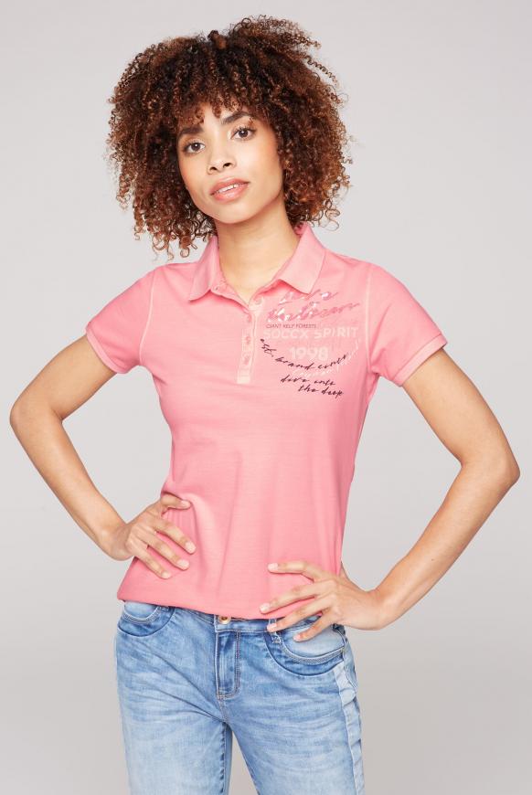 Poloshirt aus Pikee mit Pailletten-Artwork