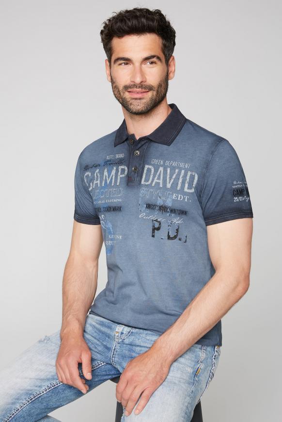 Poloshirt aus Pikee mit Print und Stickereien