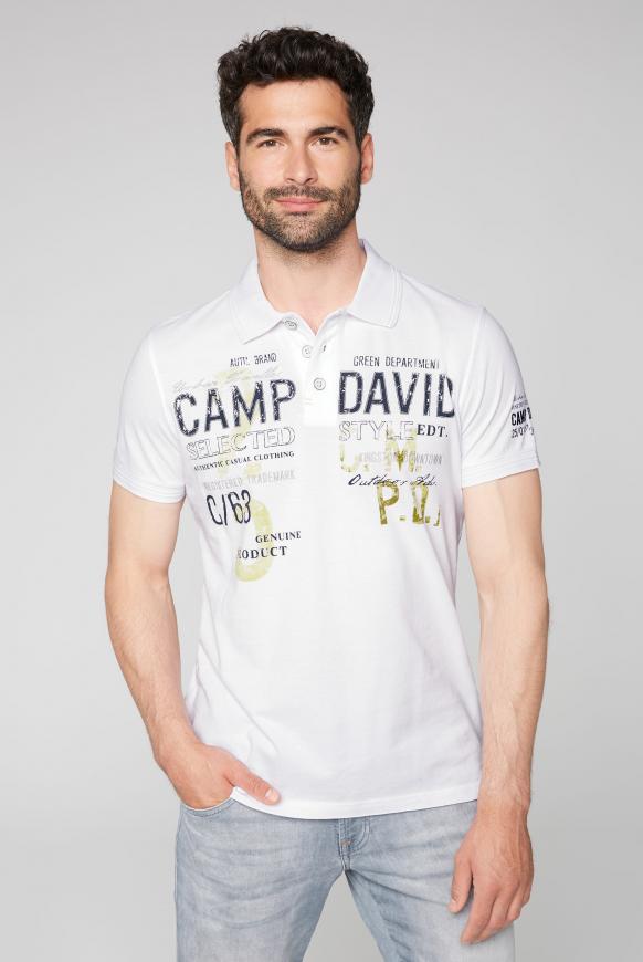 Poloshirt aus Pikee mit Print und Stickereien