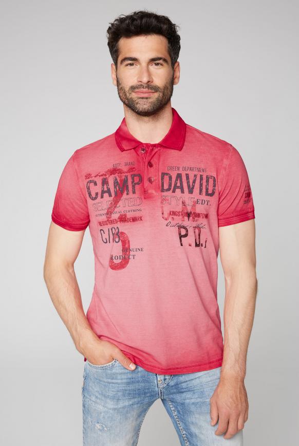 Poloshirt aus Pikee mit Print und Stickereien