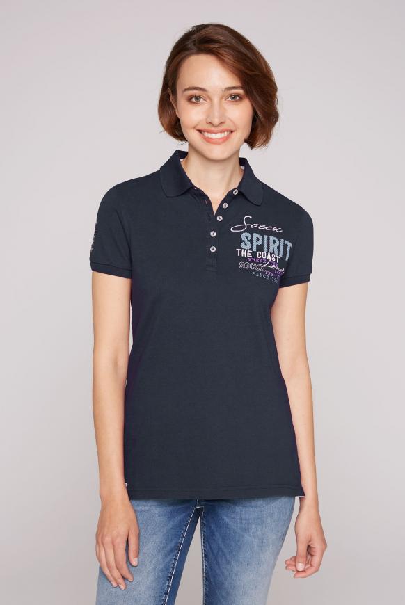 Poloshirt aus Pikee mit Rücken-Artwork blue navy