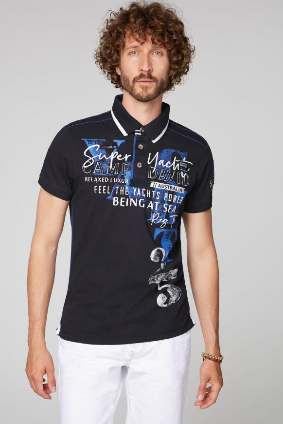 Poloshirt mit Artworks und Kontrast-Details
